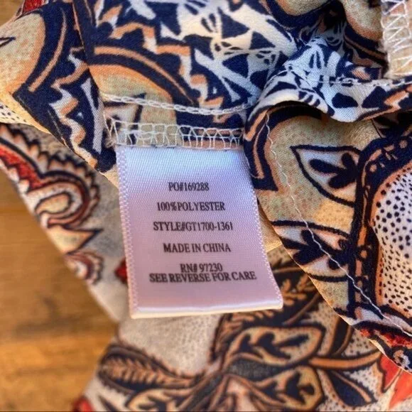 Almost Famous Grey Orange Yellow Spaghetti Strap Pixie BOHO Floral Print Dress M - Picture 10 of 12